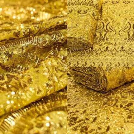 Мереживо 332 паєтка золото, м